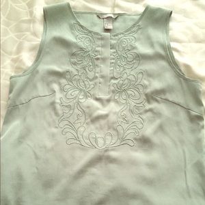 Light sage sleeveless blouse