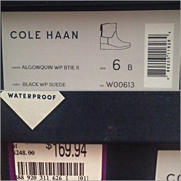 Cole Haan Short Black (WATERPROOF) Suede Boots NWT - Picture 3 of 4