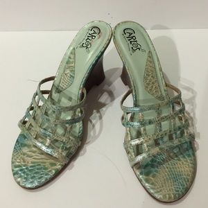 Carlos Santana open peep toe cage wadge sandals