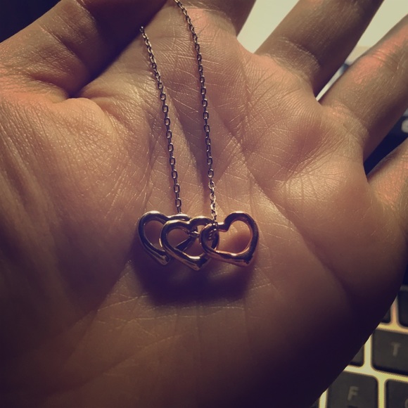 cute three hearts necklace- silver, gold, rose gol