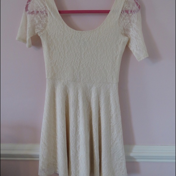 cream lace skater dress