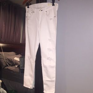 Rag & bone white ripped skinny Capri