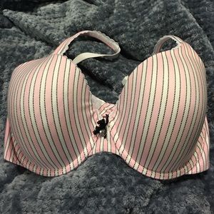 VS "Body by Victoria" pink/white/blk striped bra.