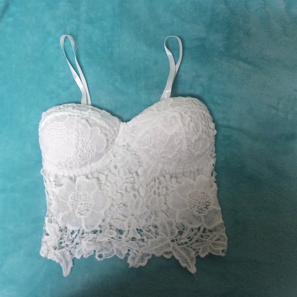 White lace crop top