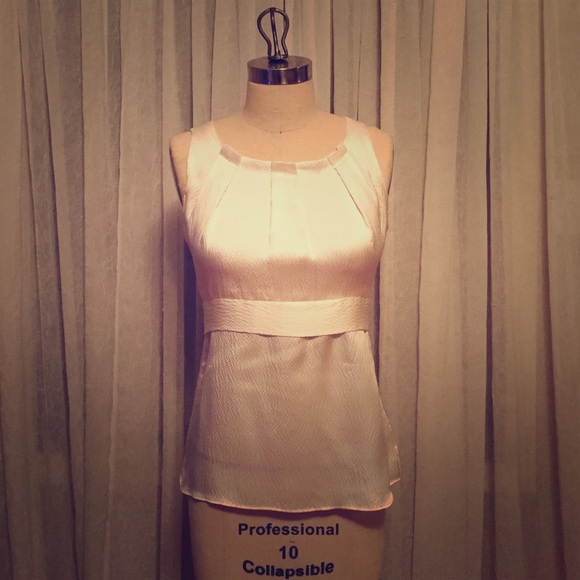 Ivory hammered silk woven blouse with tie