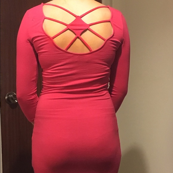 Hot pink body con dress