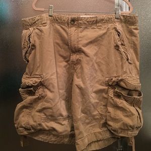 Men's mossimo khaki distressed cargo shorts