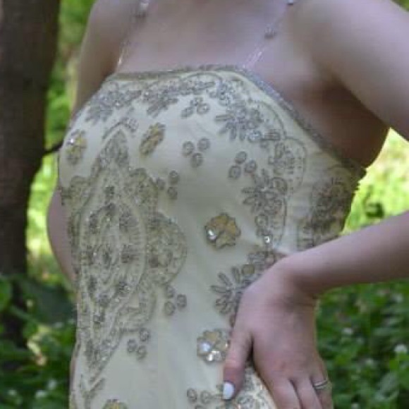 Yellow beaded/sequined prom dress