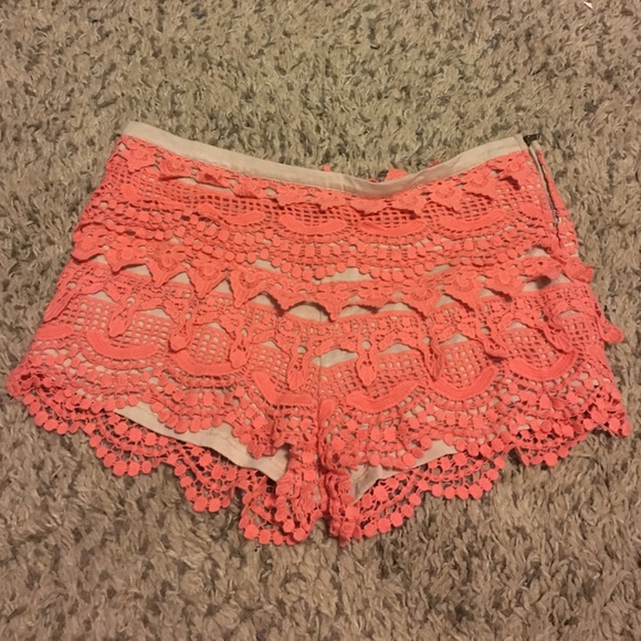 Coral Crochet shorts