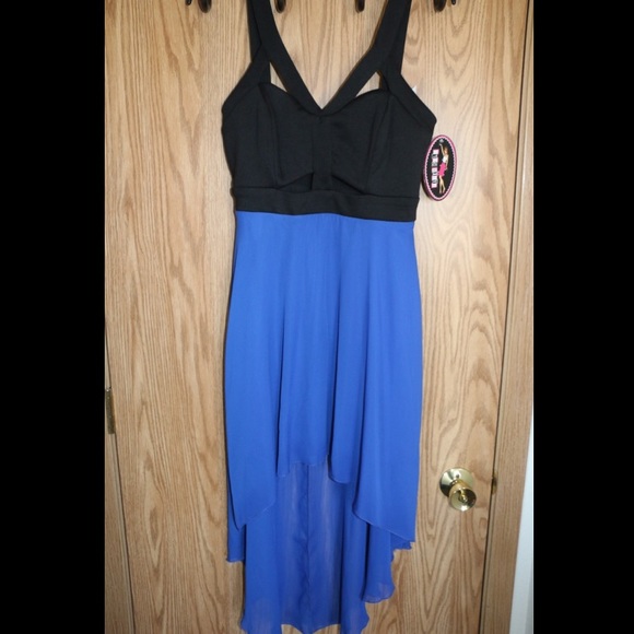 High Low Royal Blue and Black Dress