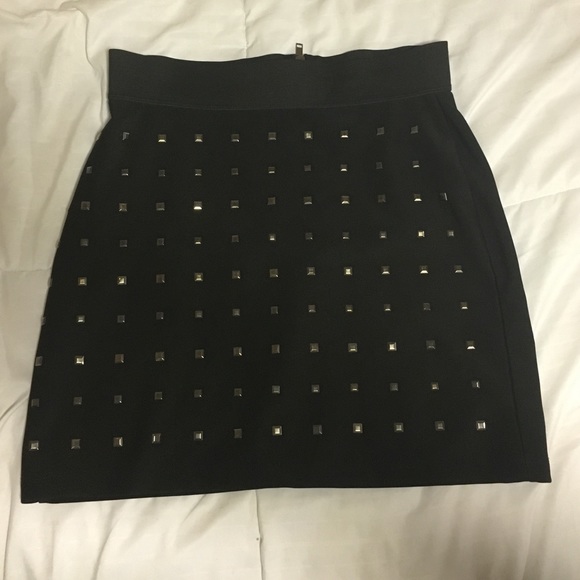Cute black studded body-con mini skirt
