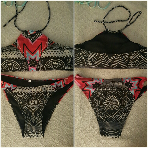 Other - Black tribal halter bikini