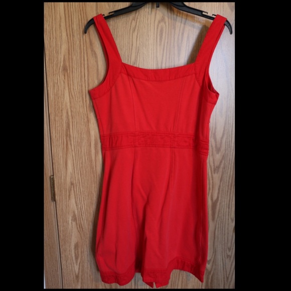 Bright Red Dress With Buttons and Bow - Picture 2 of 4