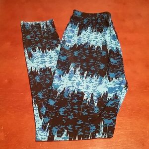 Blue and Black Leggings
