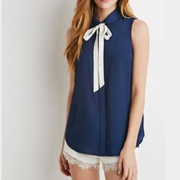 Dark Blue Collared Blouse