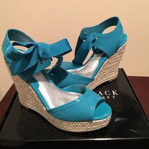White House Black Market Teal Wedges