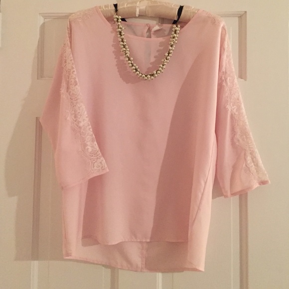 Old Navy Pale Pink Lace Dolman Blouse Size XS