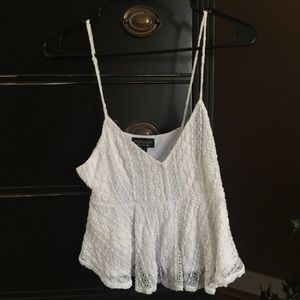 White crop top w/ lace detailing