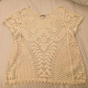 Express Cream-Colored Lace Shirt Sz.S