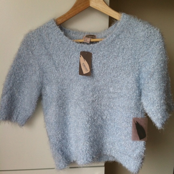 Sold -Forever 21 sky blue fuzzy corp sweater