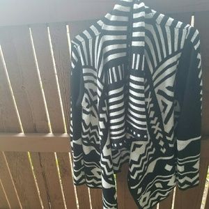 Aztec Print Draped Knit Cardigan
