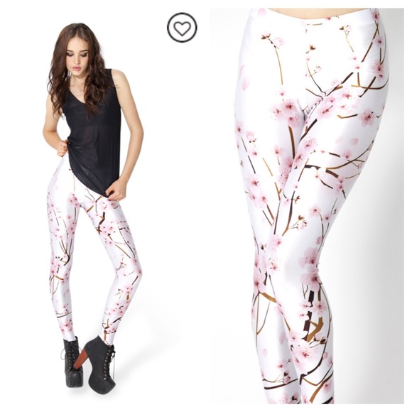 Black Milk Cherry Blossom White Leggings
