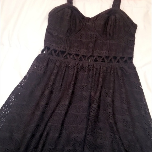 Charcoal grey dress with cute waistline cut outs!