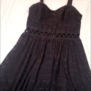 Charcoal grey dress with cute waistline cut outs!