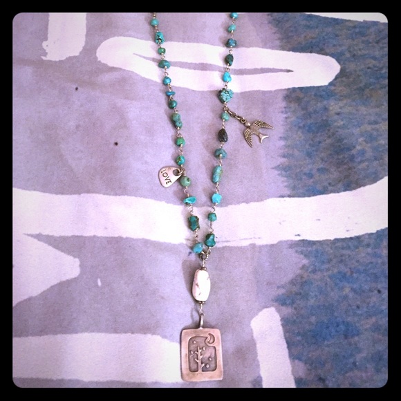 Handmade turquoise stone necklace