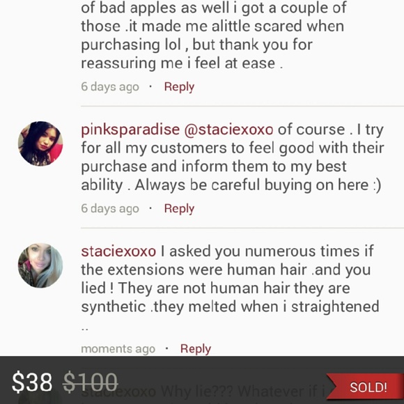 Scammer alert ..pinksparadise selling fake hair .. - Picture 3 of 3