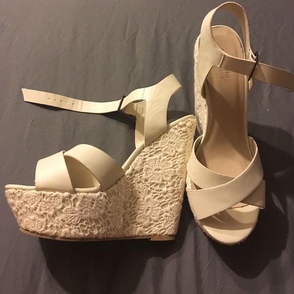 White lace wedges