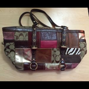 Coach Authentic Holiday Patchwork Handbag