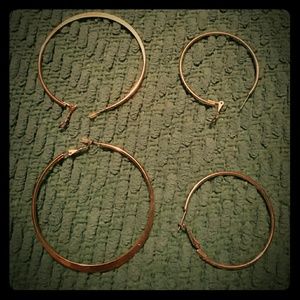 TWO sets of Never worn gold hoop earrings