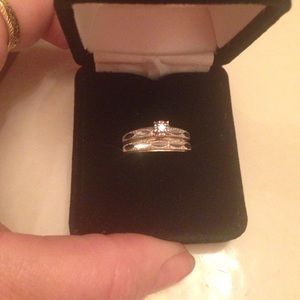 Vintage 10-14k white gold and gold wedding set