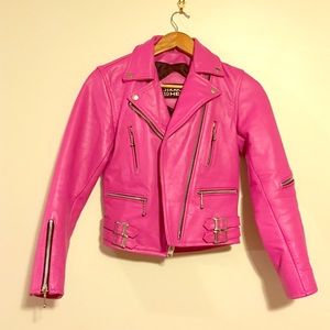 STRAIGHT TO HELL NWOT! pink leather jacket