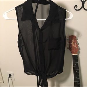Sheer tie up blouse
