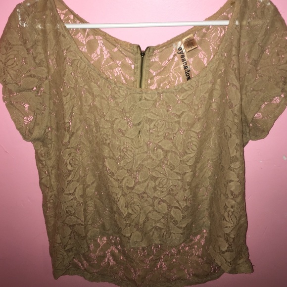 Tan lace shirt w/ zip up back