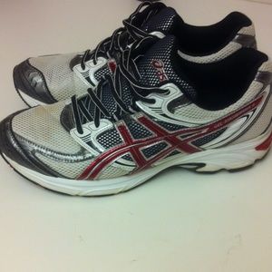 Aasics Mens Running Shoes White/Red/Blk Size US 9