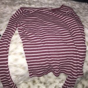 Hollister Maroon & White Cropped tee