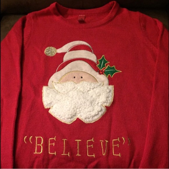 Red "Believe" Ugly Christmas Sweater