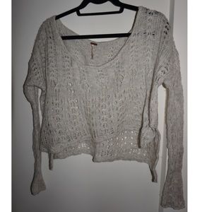 Distressed crop top sweater