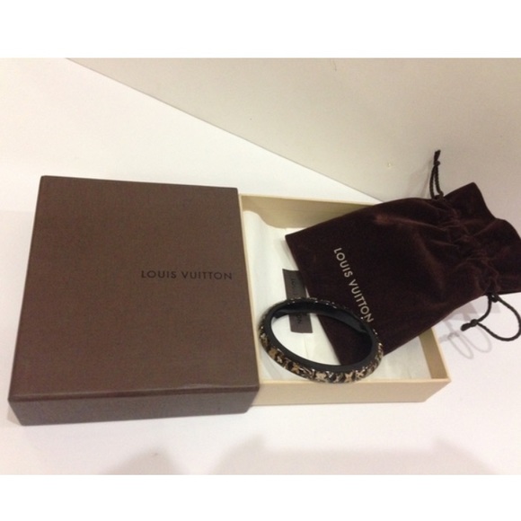 Authentic LOUIS VUITTON Black and Gold Bangle - Picture 2 of 4