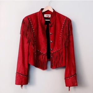 Final sale Fringe suede lace up jacket