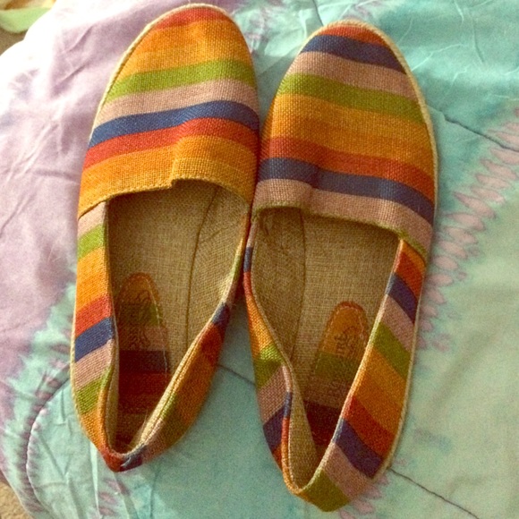 Shoes - Rainbow Striped Espadrilles