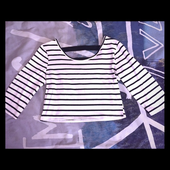 Charlotte Russe black and white stripe crop top