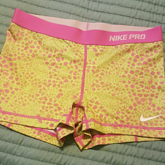 Nike Pro Spandex Size Large Pink/Yellow