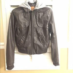 POSH leather jacket + hoodie POSH leather jacket + hoodie