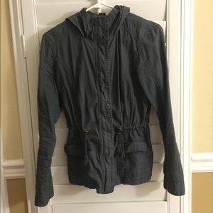 Dark grey light cotton zipper jacket