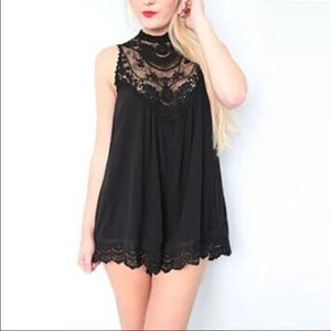 Black Chiffon mini dress.