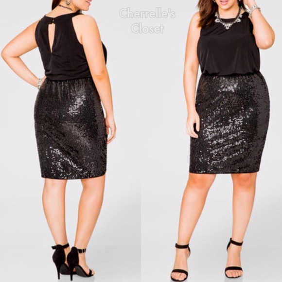 Ashley Stewart Dresses & Skirts - 💔Sold! Ashley Stewart Blouson Sequin Dress Plus